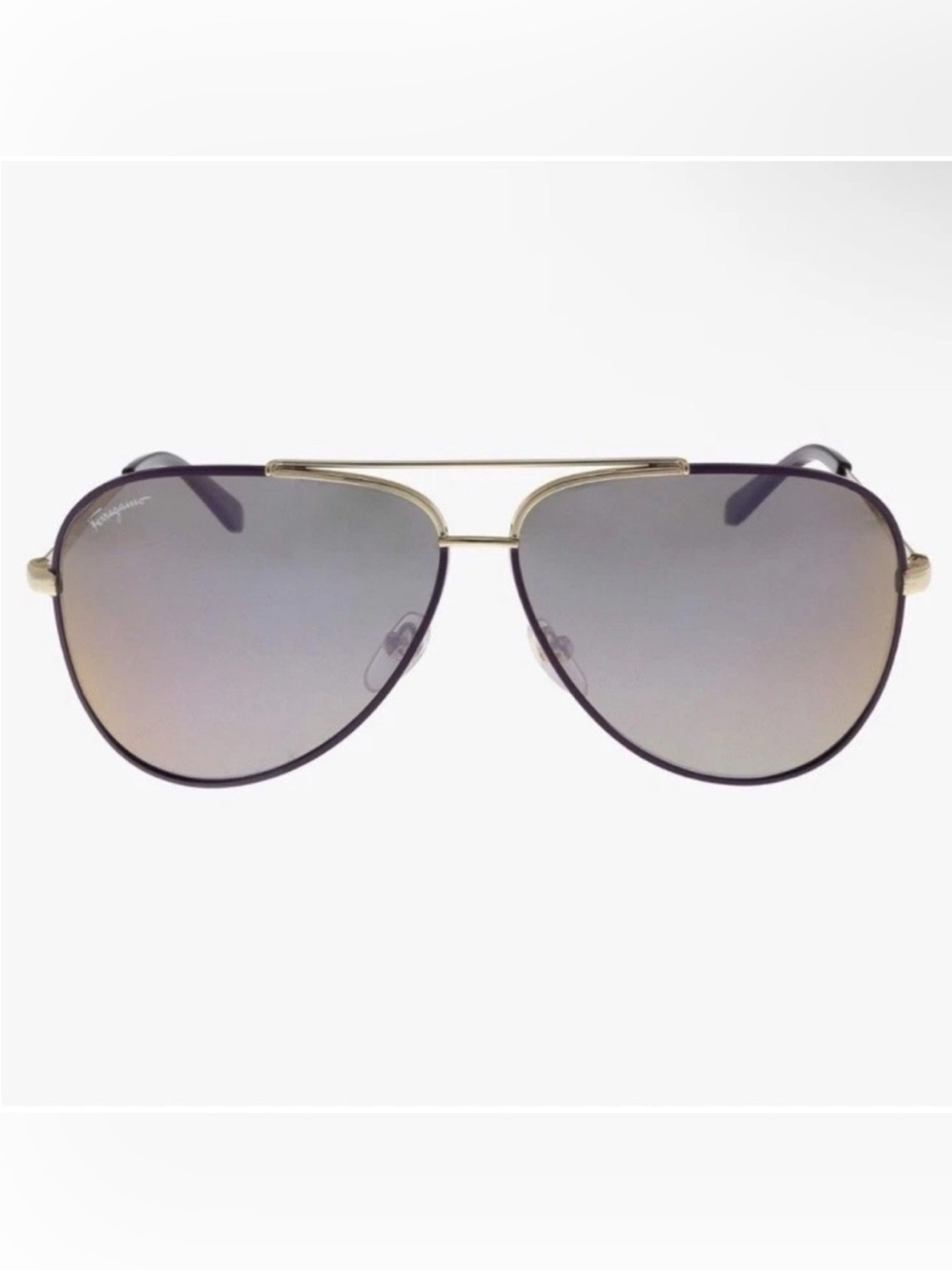 Salvatore Ferragamo Purple Frame Grey Purple Reflective Lens Aviator Sunglasses
